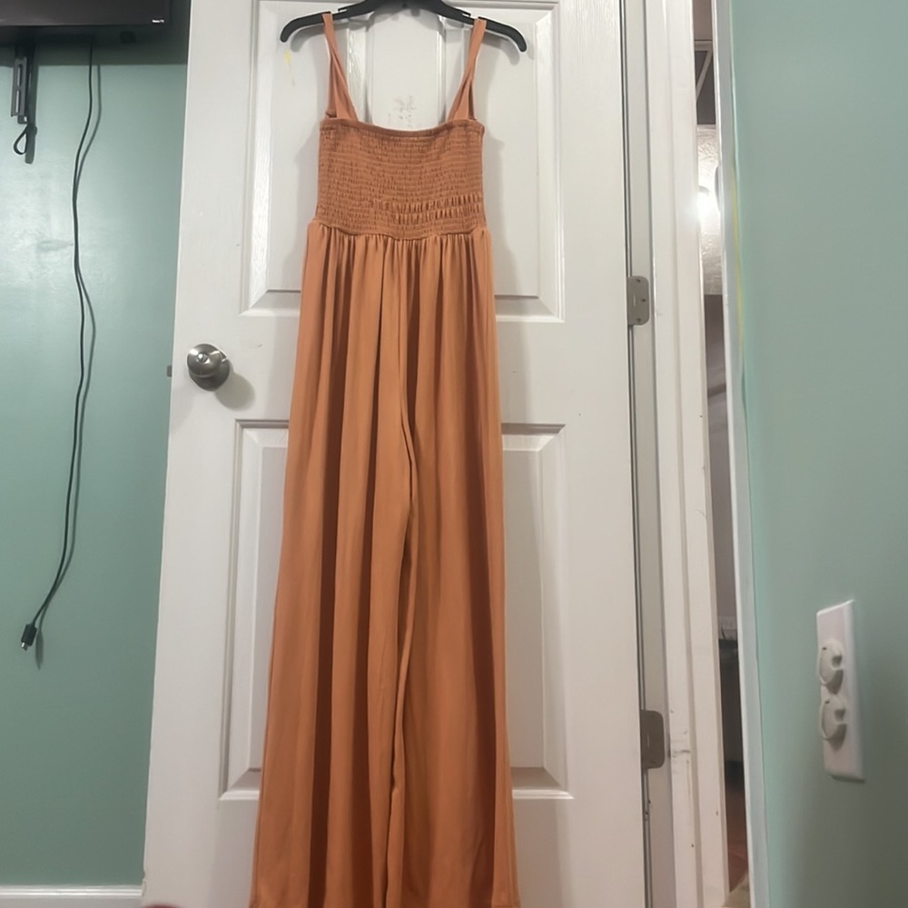 Orange Jumpsuit with Smocked Bodice - Picture 2 of 2